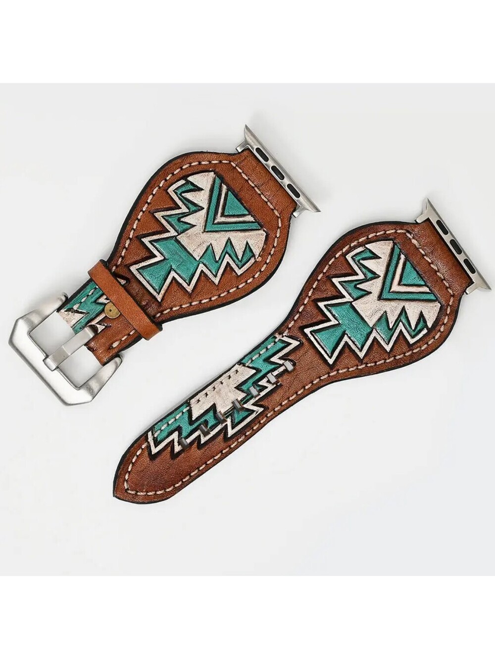 Size 41- Genuine American Leather I Watch StrapHand Tooled Western Rodeo Hippie